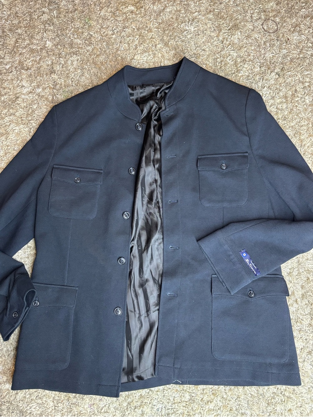 Ben Sherman Navy Collarless blazer